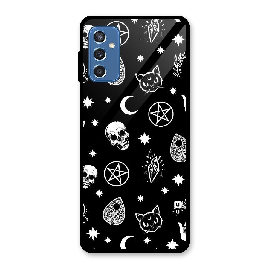 Skull Moon Design Glass Back Case for Galaxy M52 5G