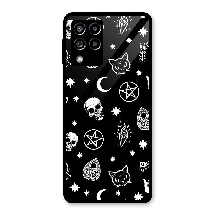 Skull Moon Design Glass Back Case for Galaxy M53 5G