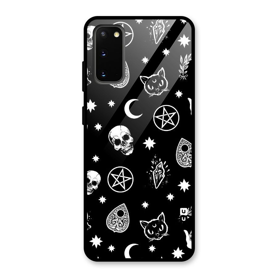 Skull Moon Design Glass Back Case for Galaxy S20