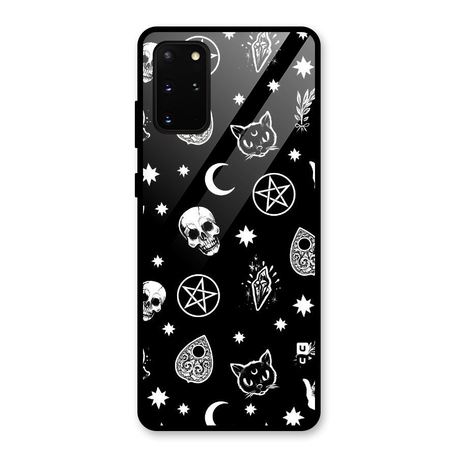 Skull Moon Design Glass Back Case for Galaxy S20 Plus