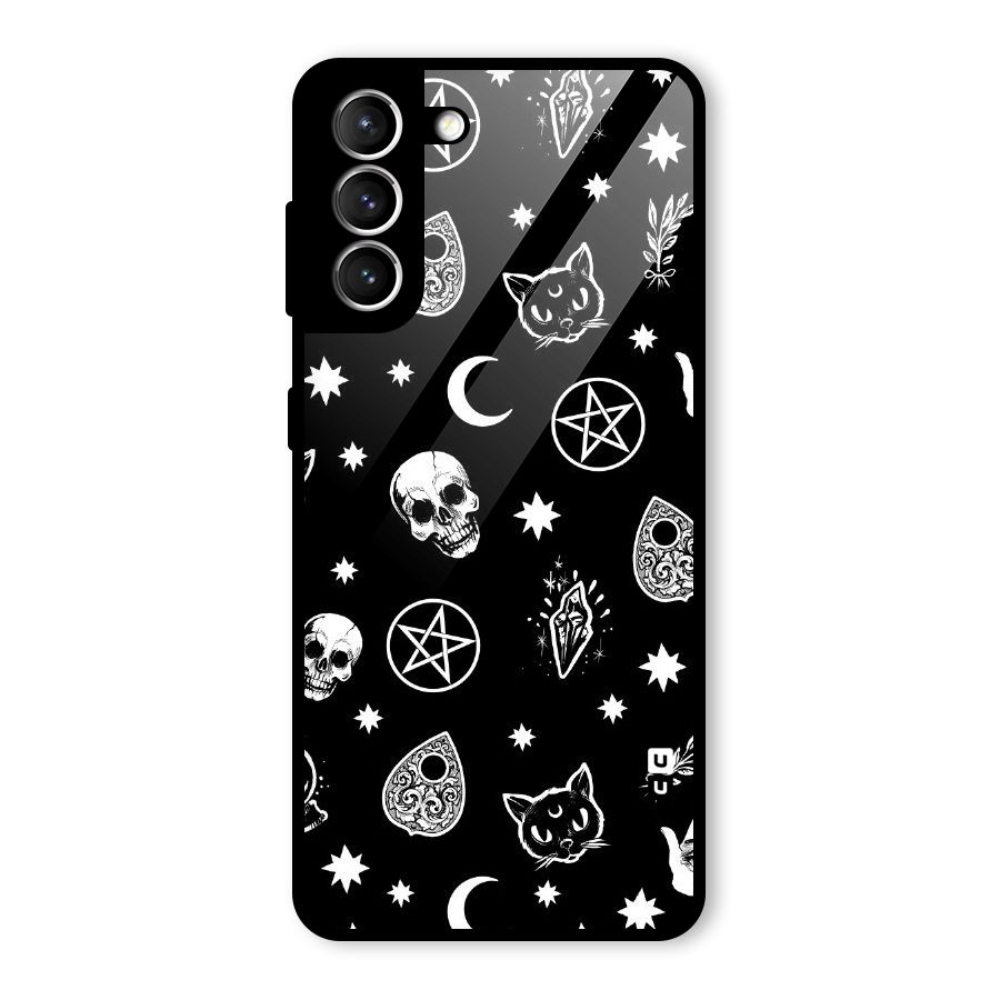 Skull Moon Design Glass Back Case for Galaxy S21 5G