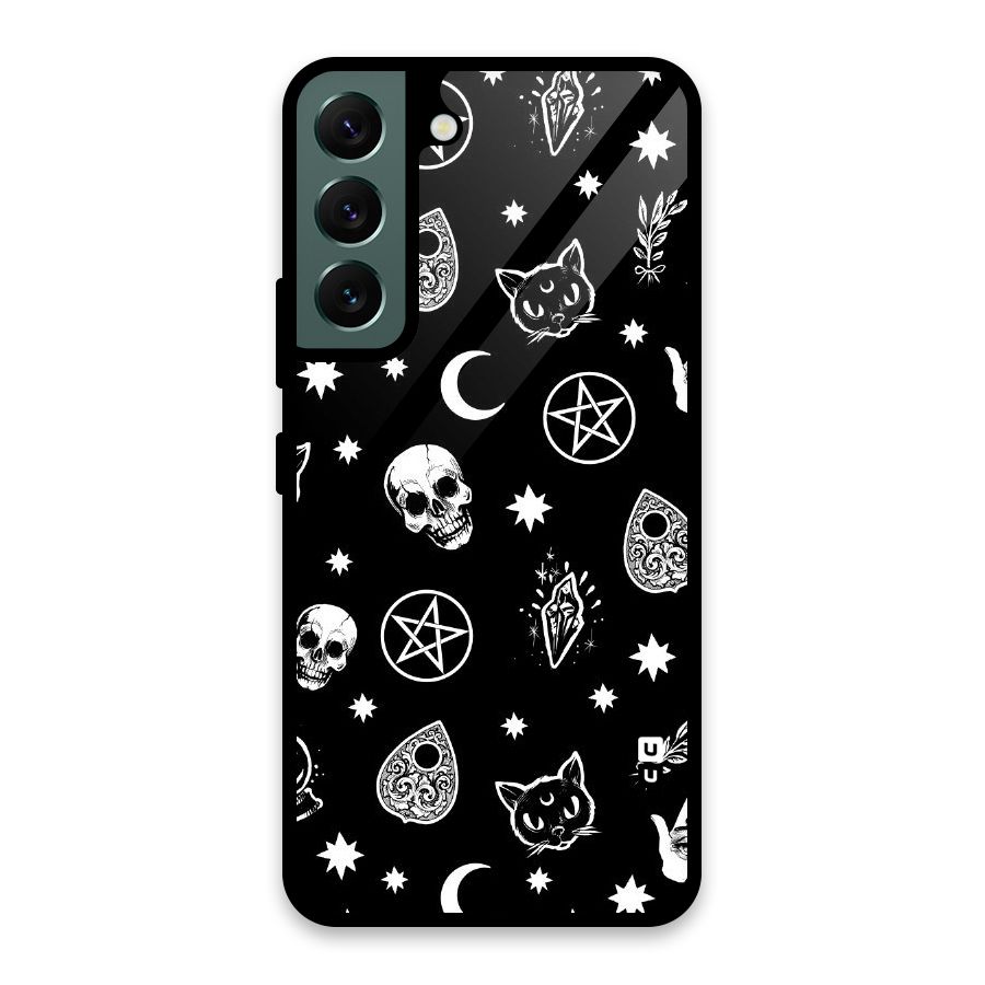 Skull Moon Design Glass Back Case for Galaxy S22 5G