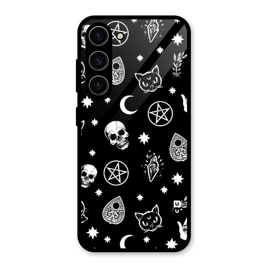 Skull Moon Design Glass Back Case for Galaxy S23