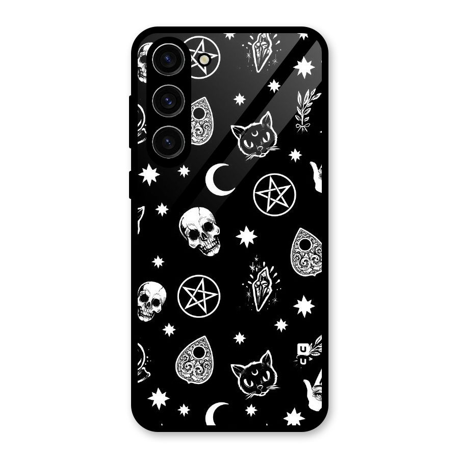 Skull Moon Design Glass Back Case for Galaxy S23 Plus