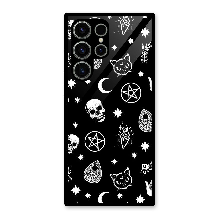 Skull Moon Design Glass Back Case for Galaxy S23 Ultra
