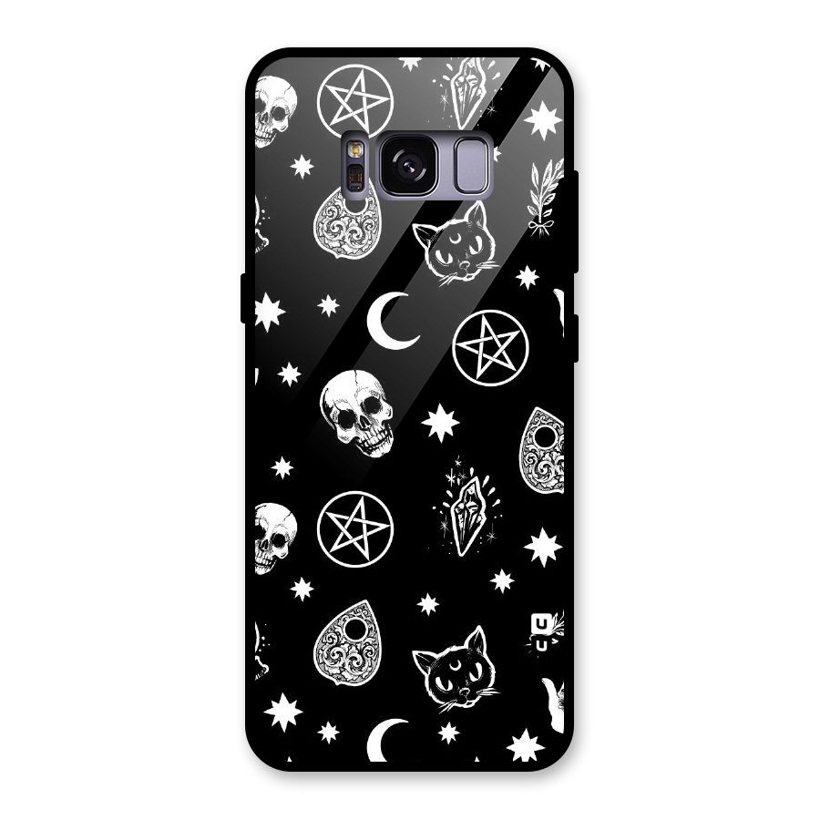 Skull Moon Design Glass Back Case for Galaxy S8