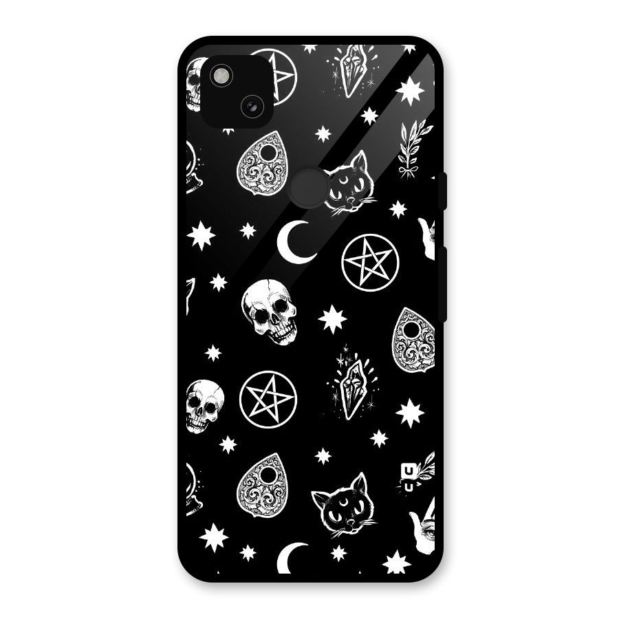 Skull Moon Design Glass Back Case for Google Pixel 4a