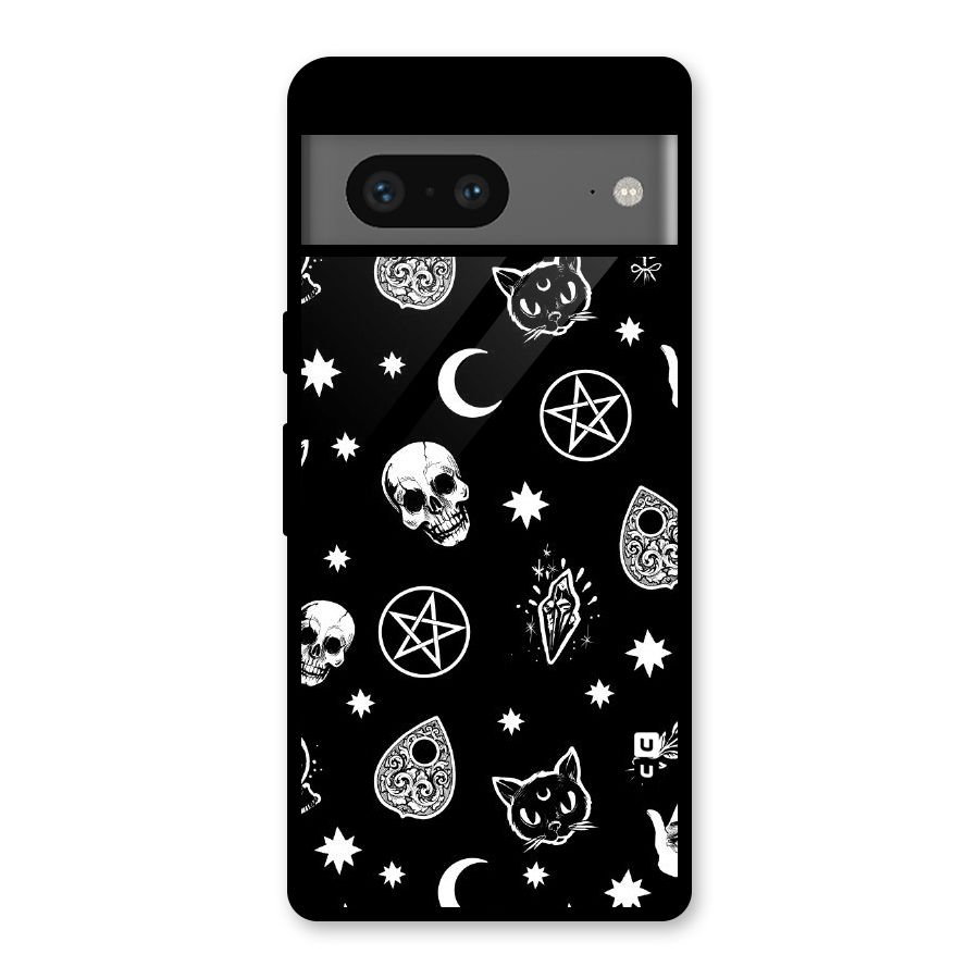 Skull Moon Design Glass Back Case for Google Pixel 7