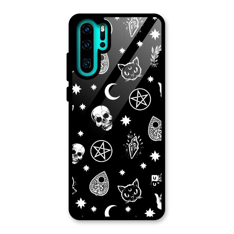 Skull Moon Design Glass Back Case for Huawei P30 Pro