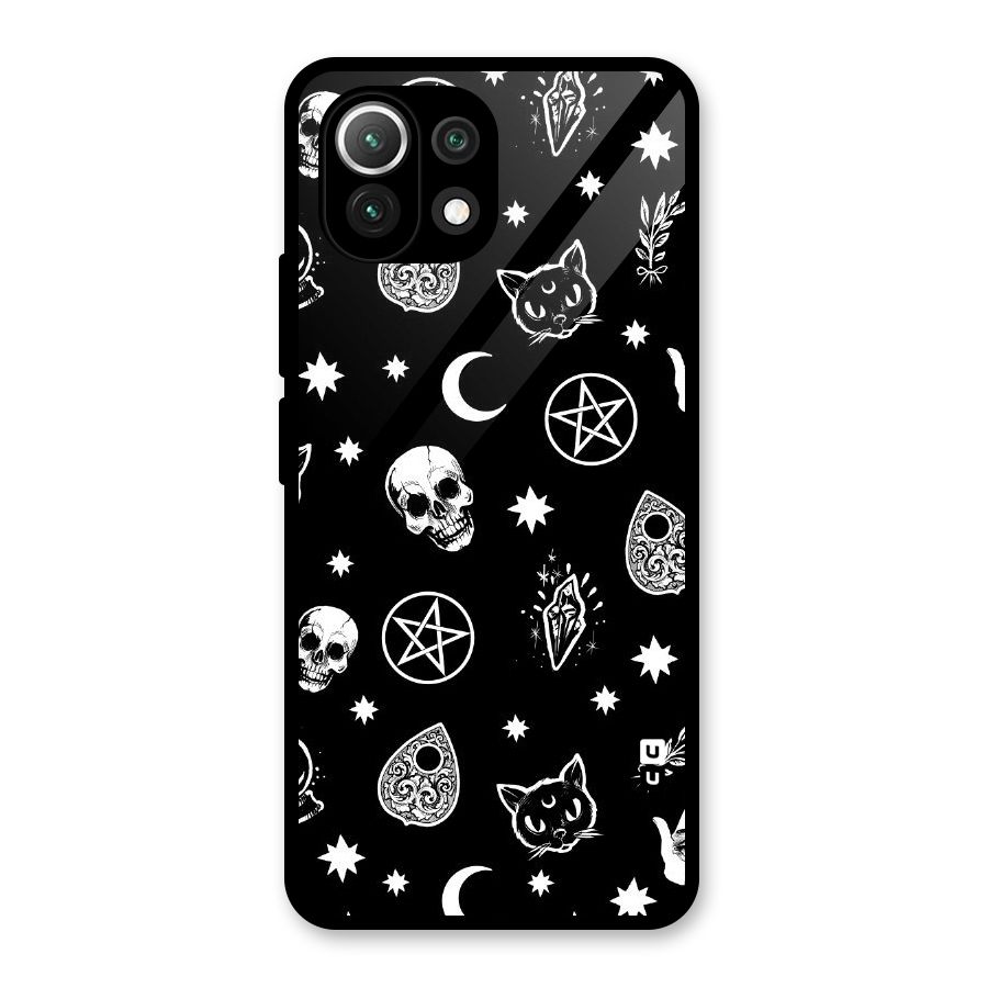 Skull Moon Design Glass Back Case for Mi 11 Lite NE 5G