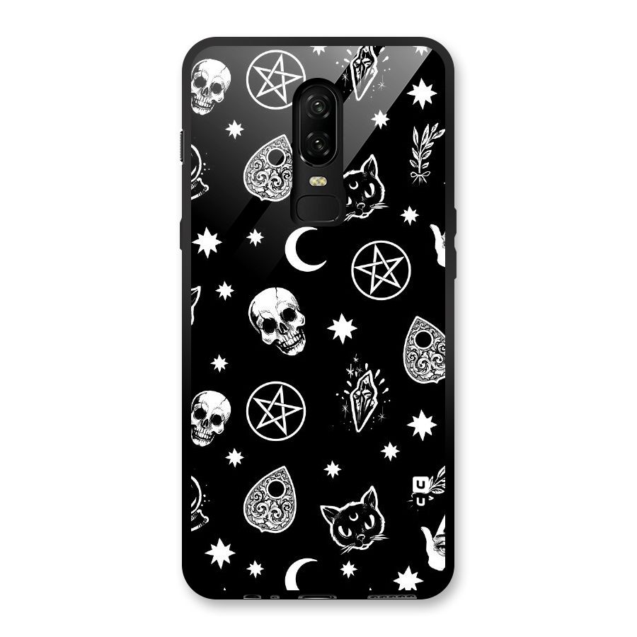 Skull Moon Design Glass Back Case for OnePlus 6