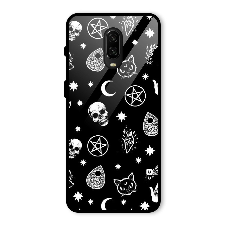 Skull Moon Design Glass Back Case for OnePlus 6T