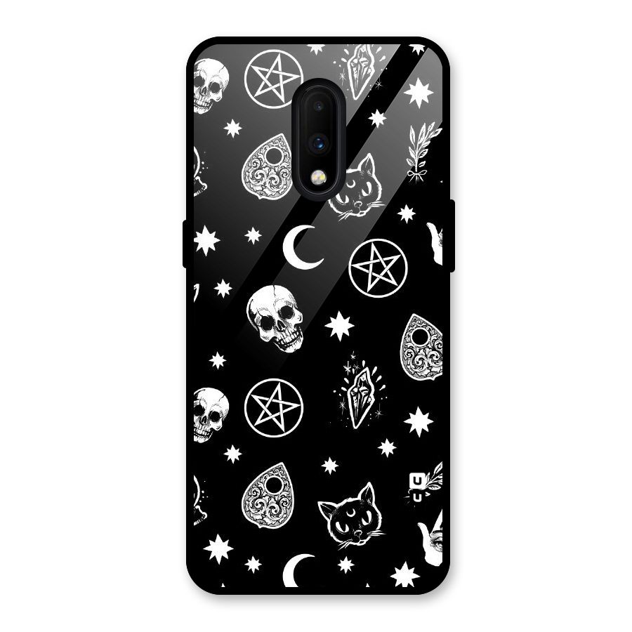 Skull Moon Design Glass Back Case for OnePlus 7