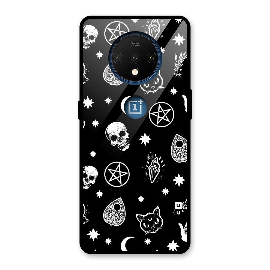Skull Moon Design Glass Back Case for OnePlus 7T