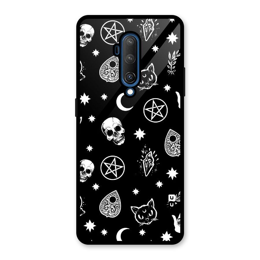 Skull Moon Design Glass Back Case for OnePlus 7T Pro