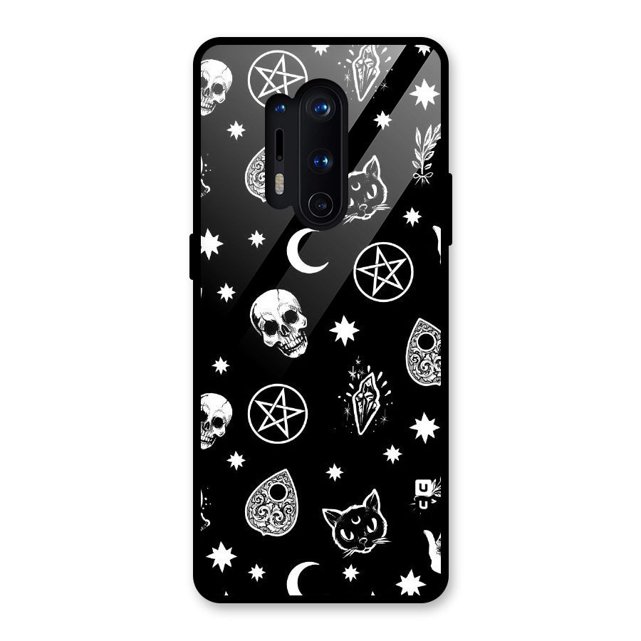 Skull Moon Design Glass Back Case for OnePlus 8 Pro