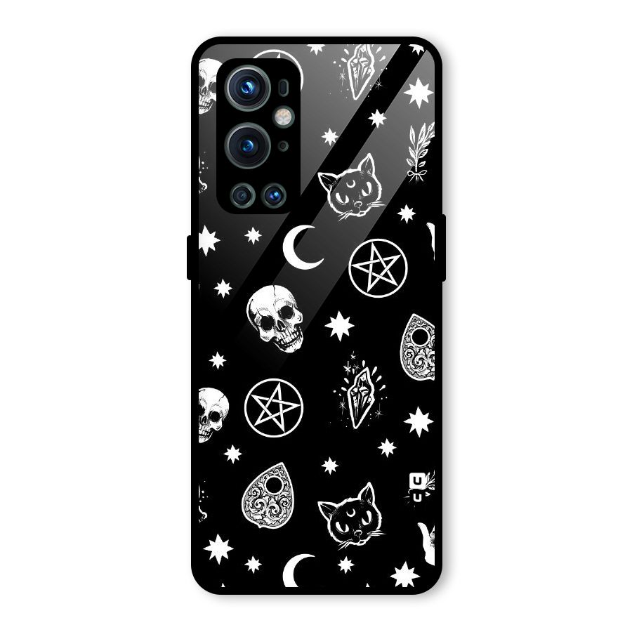 Skull Moon Design Glass Back Case for OnePlus 9 Pro