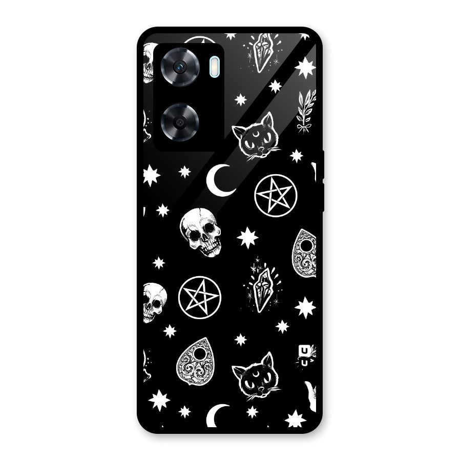 Skull Moon Design Glass Back Case for Oppo A77