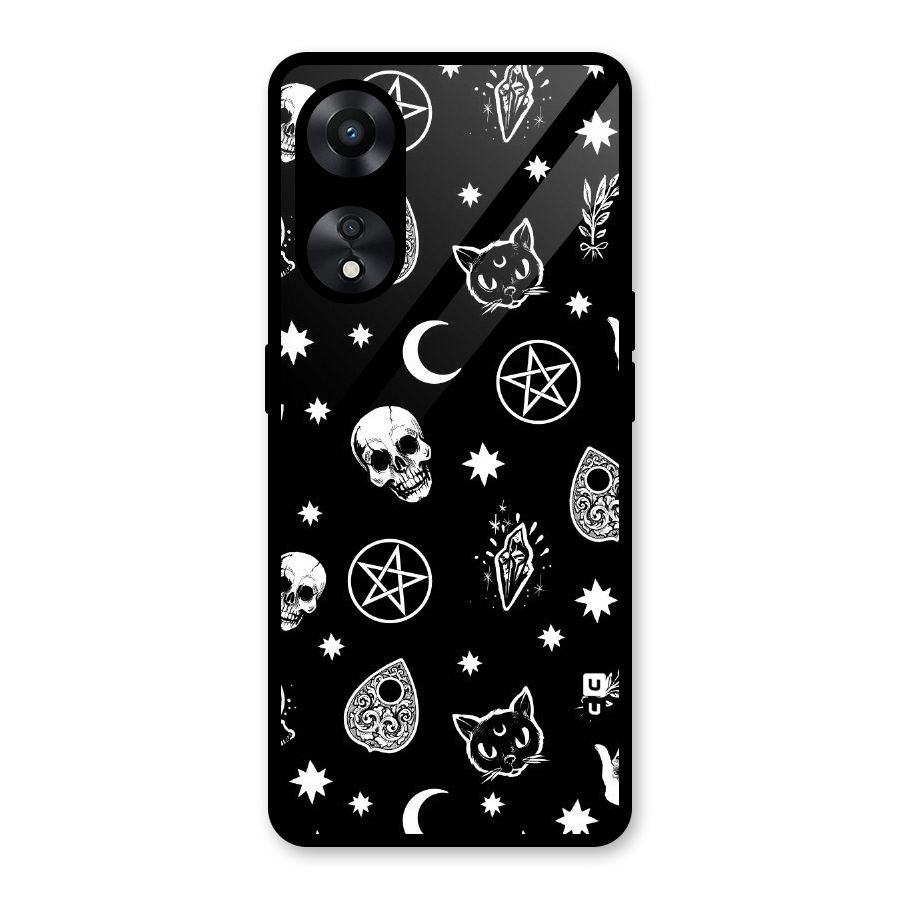 Skull Moon Design Glass Back Case for Oppo A78