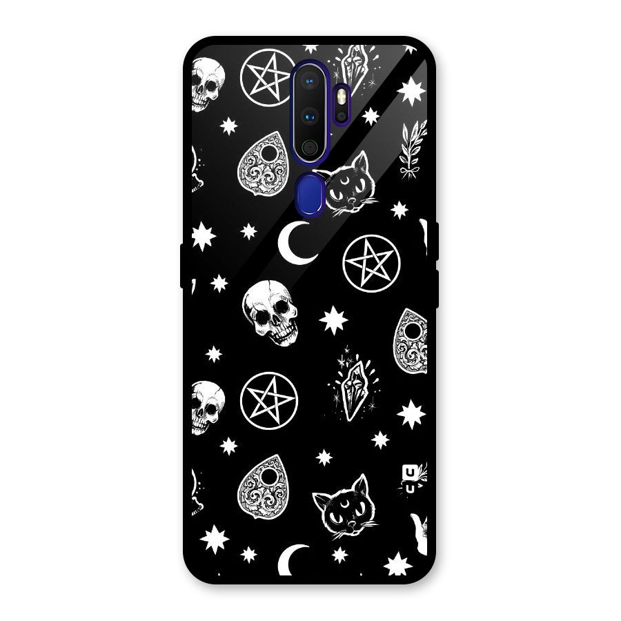 Skull Moon Design Glass Back Case for Oppo A9 (2020)