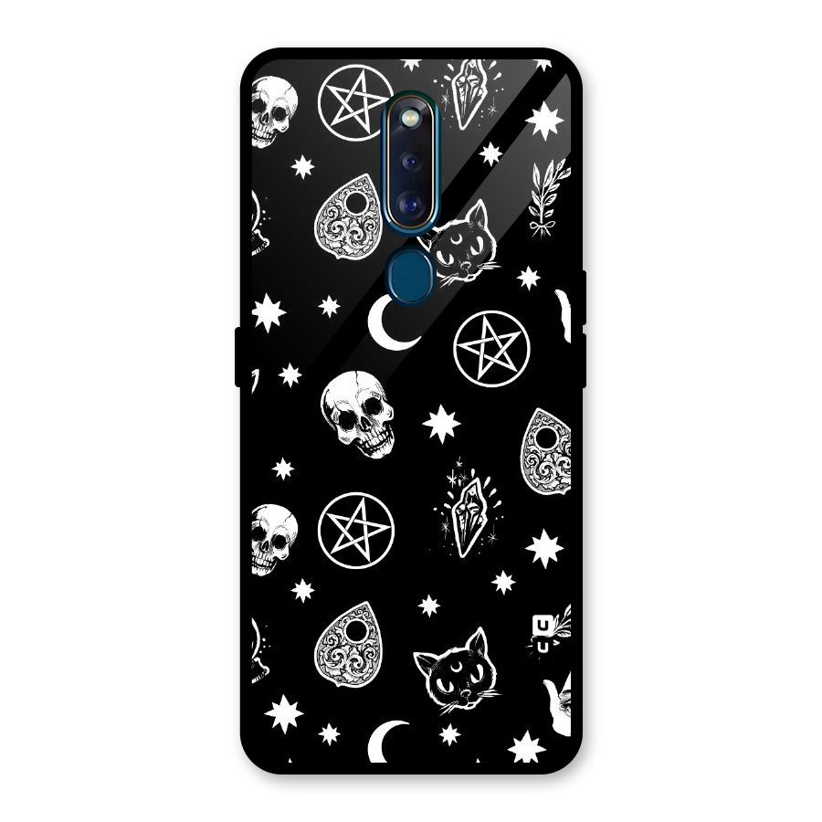 Skull Moon Design Glass Back Case for Oppo F11 Pro