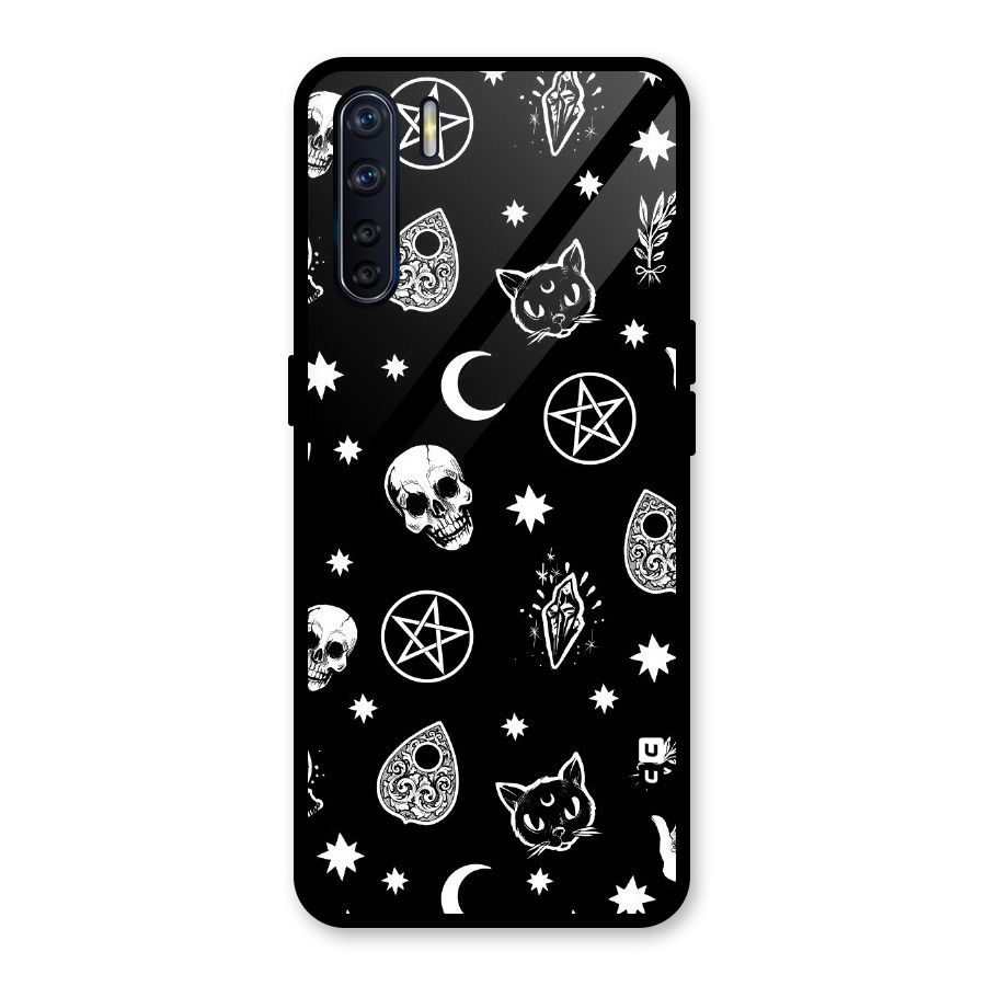 Skull Moon Design Glass Back Case for Oppo F15