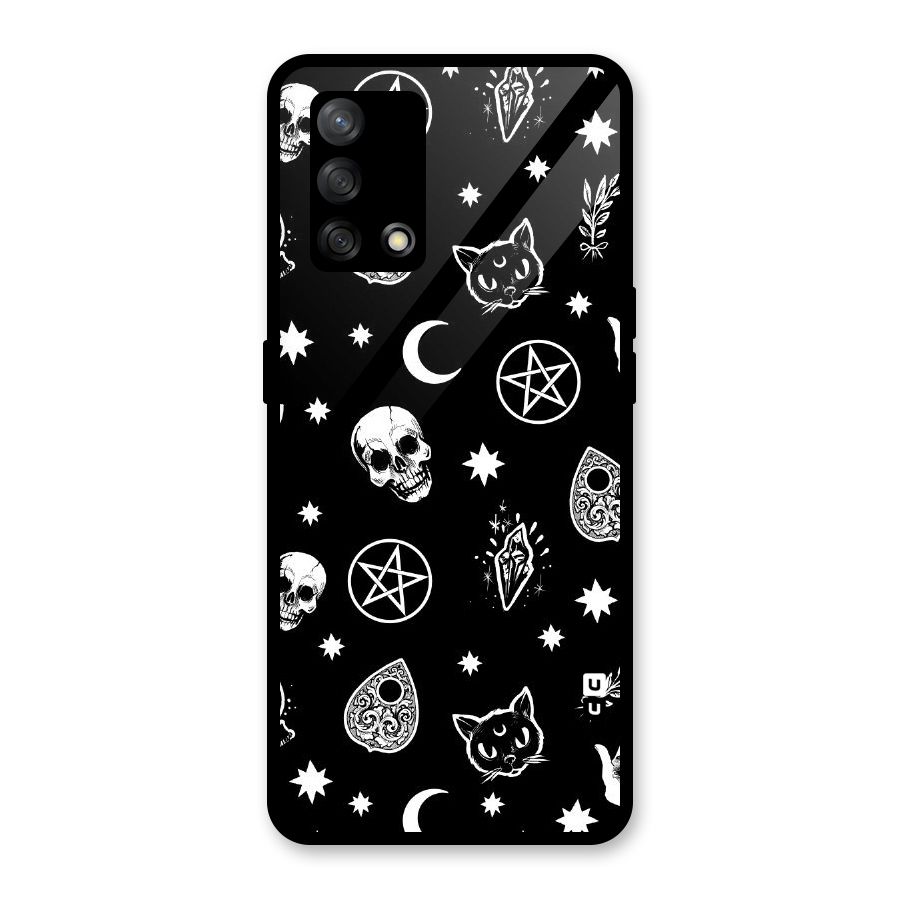 Skull Moon Design Glass Back Case for Oppo F19