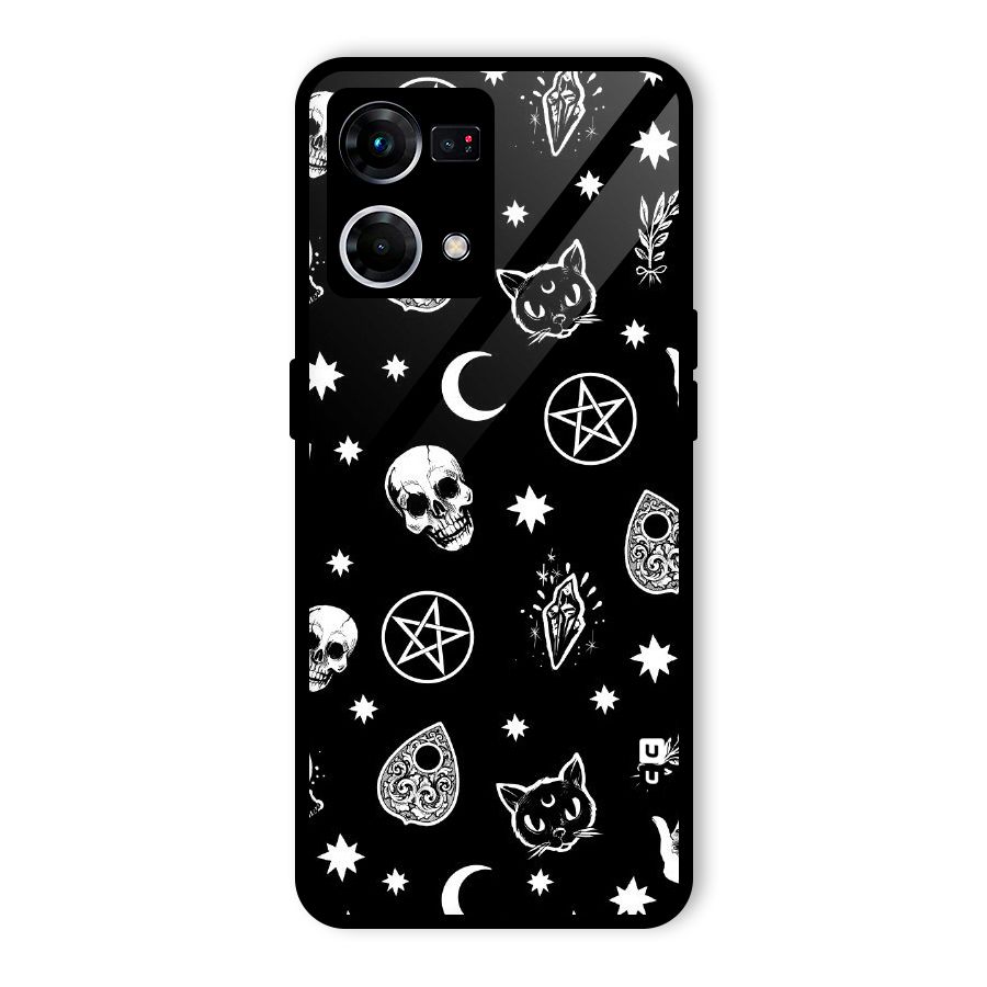 Skull Moon Design Glass Back Case for Oppo F21s Pro 4G