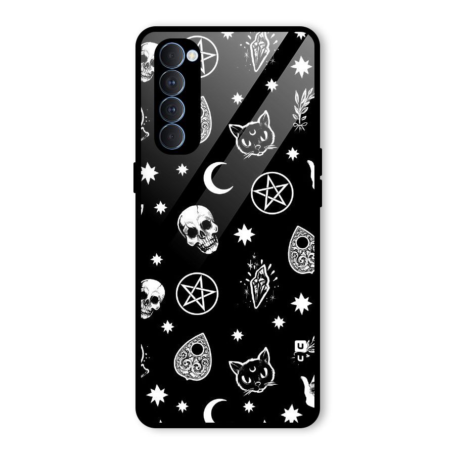Skull Moon Design Glass Back Case for Oppo Reno4 Pro