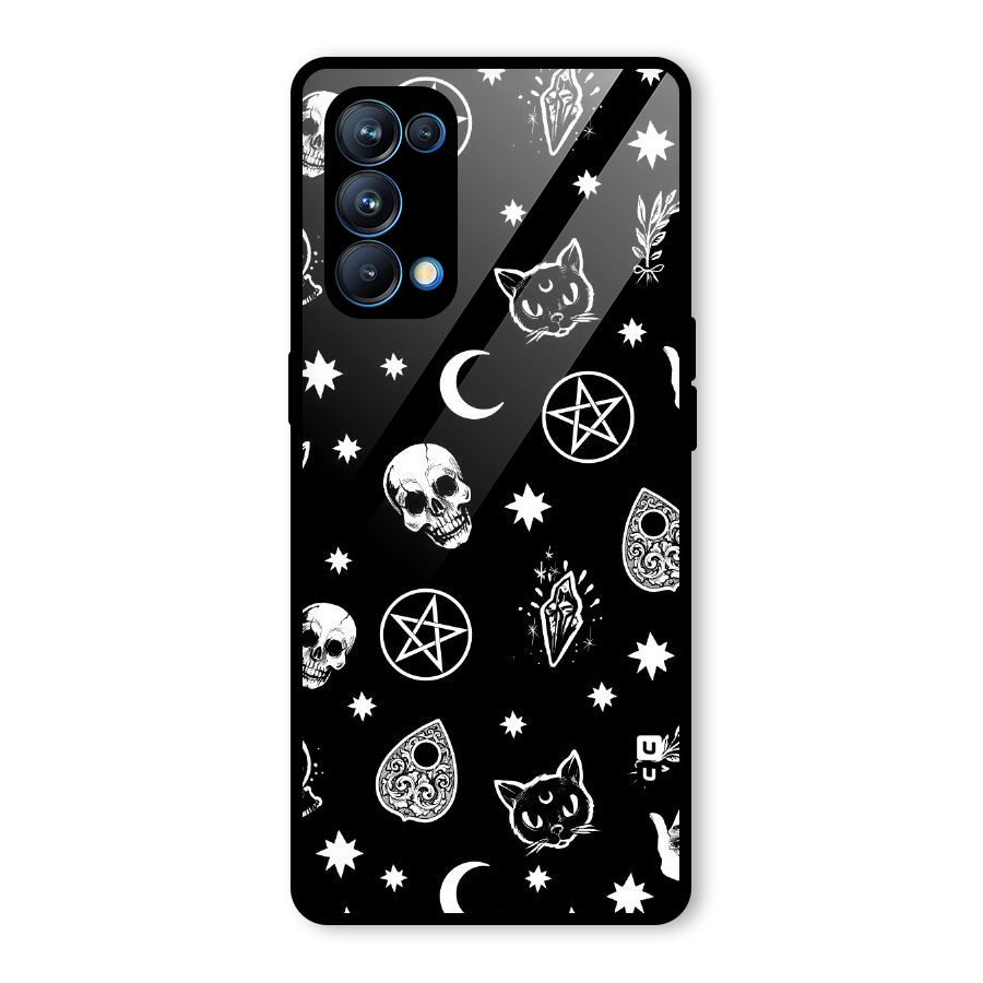 Skull Moon Design Glass Back Case for Oppo Reno5 Pro 5G
