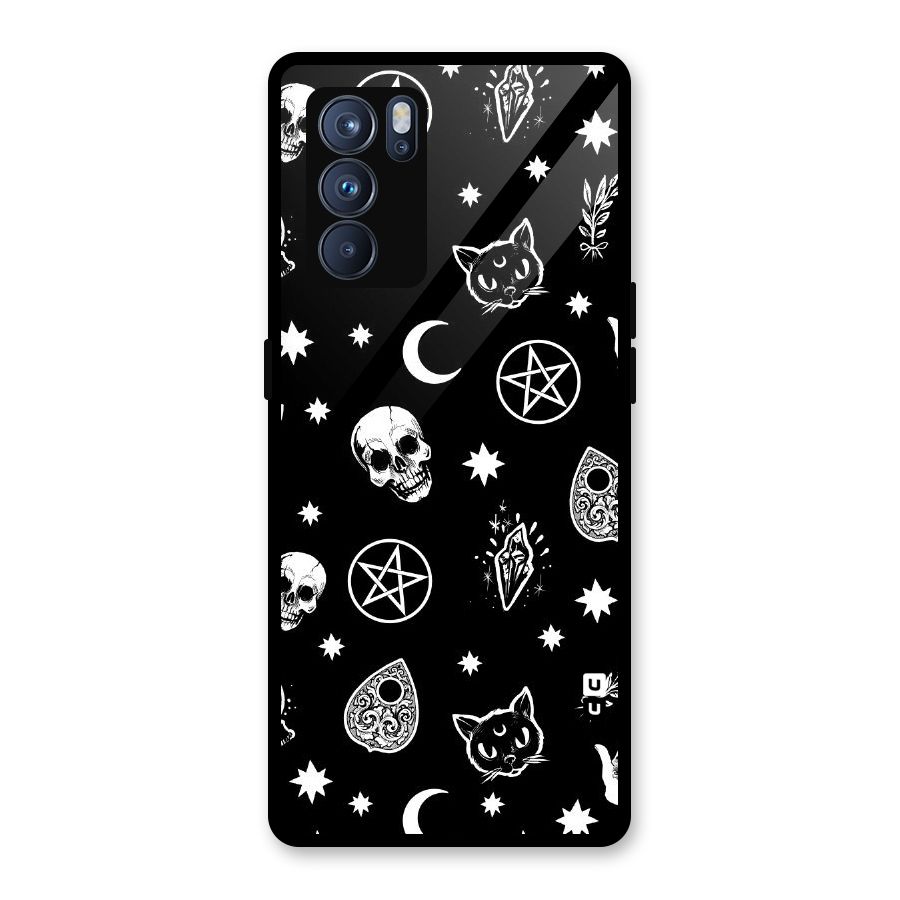 Skull Moon Design Glass Back Case for Oppo Reno6 Pro 5G