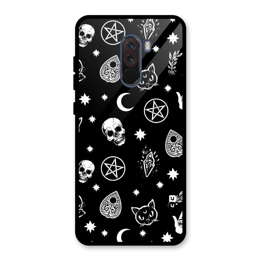 Skull Moon Design Glass Back Case for Poco F1