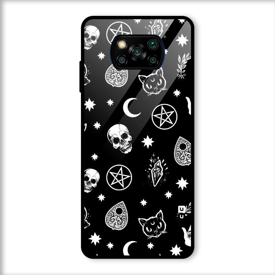 Skull Moon Design Glass Back Case for Poco X3