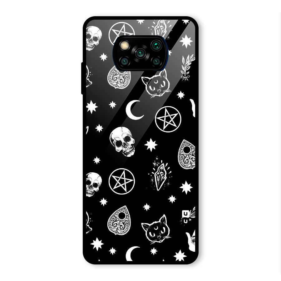 Skull Moon Design Glass Back Case for Poco X3 Pro
