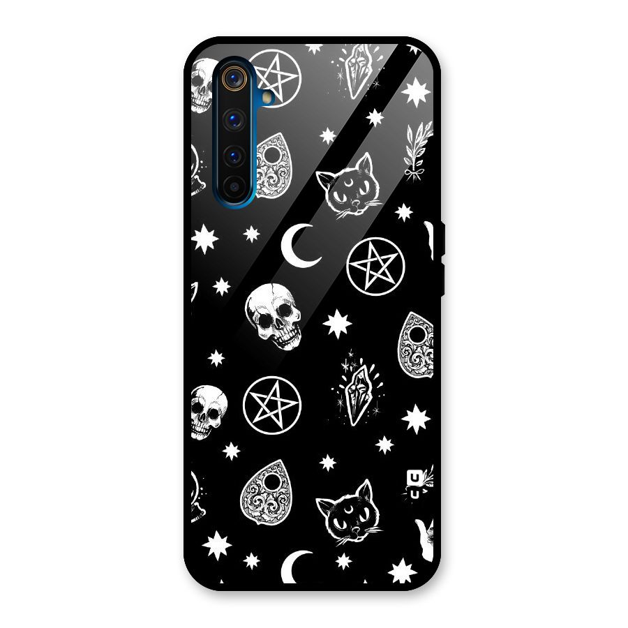 Skull Moon Design Glass Back Case for Realme 6 Pro