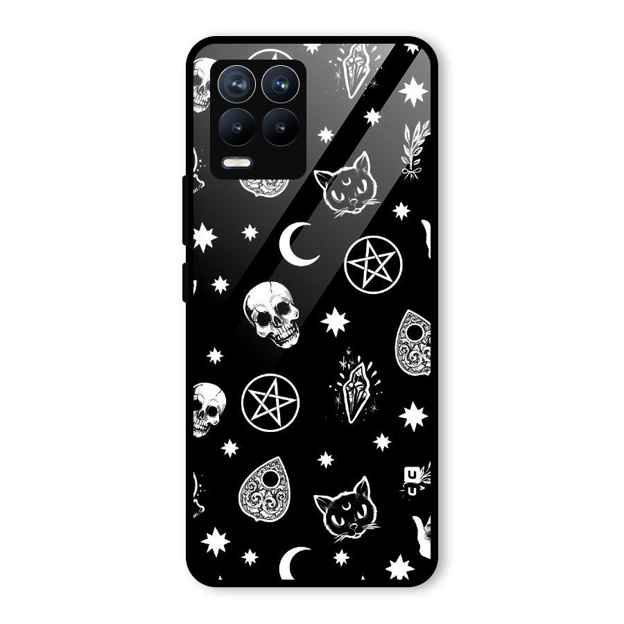 Skull Moon Design Glass Back Case for Realme 8 Pro