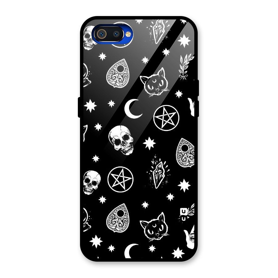 Skull Moon Design Glass Back Case for Realme C2