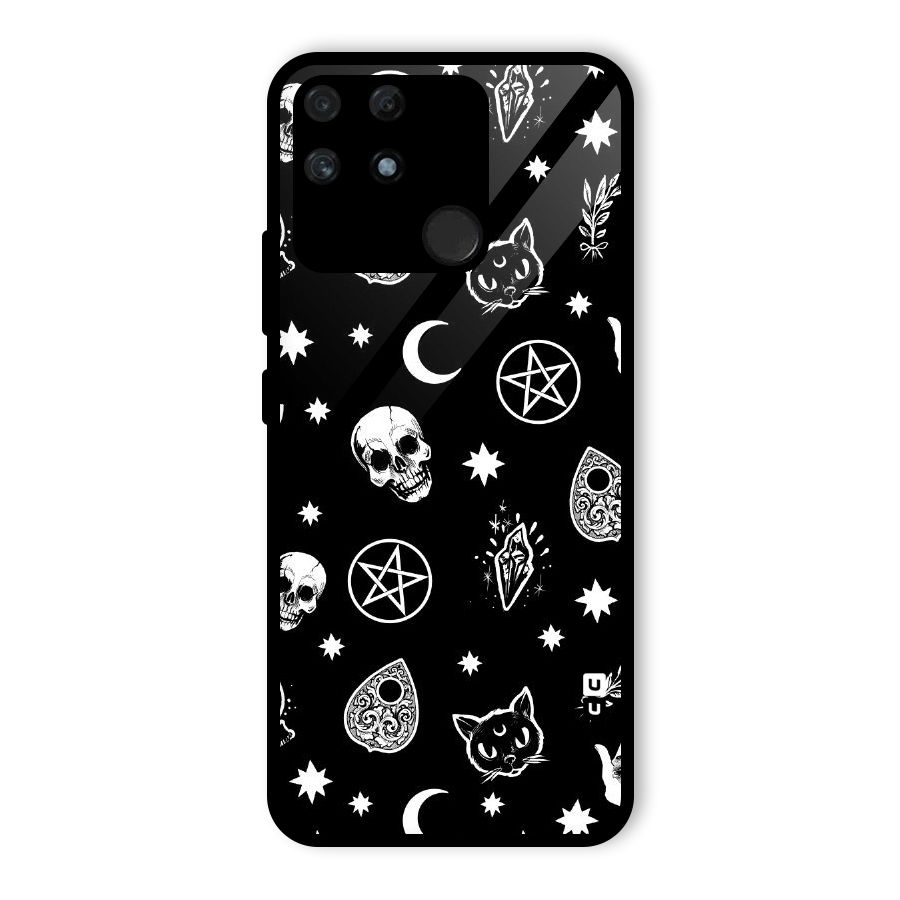 Skull Moon Design Glass Back Case for Realme Narzo 50A