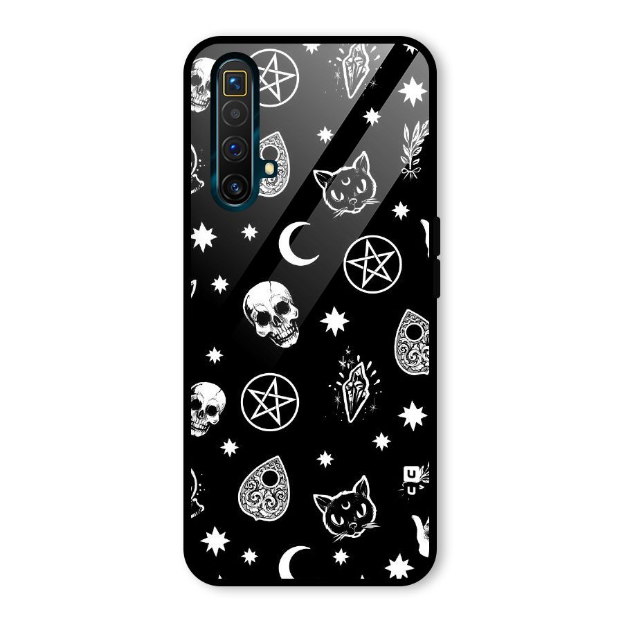Skull Moon Design Glass Back Case for Realme X3