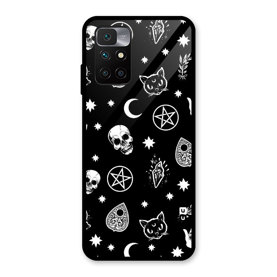 Skull Moon Design Glass Back Case for Redmi 10 Prime