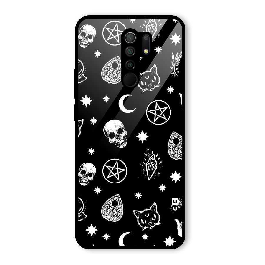 Skull Moon Design Glass Back Case for Redmi 9 Prime