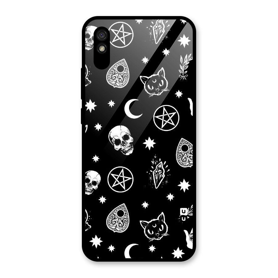 Skull Moon Design Glass Back Case for Redmi 9i