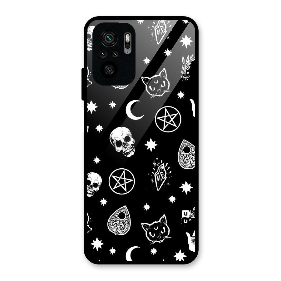 Skull Moon Design Glass Back Case for Redmi Note 10