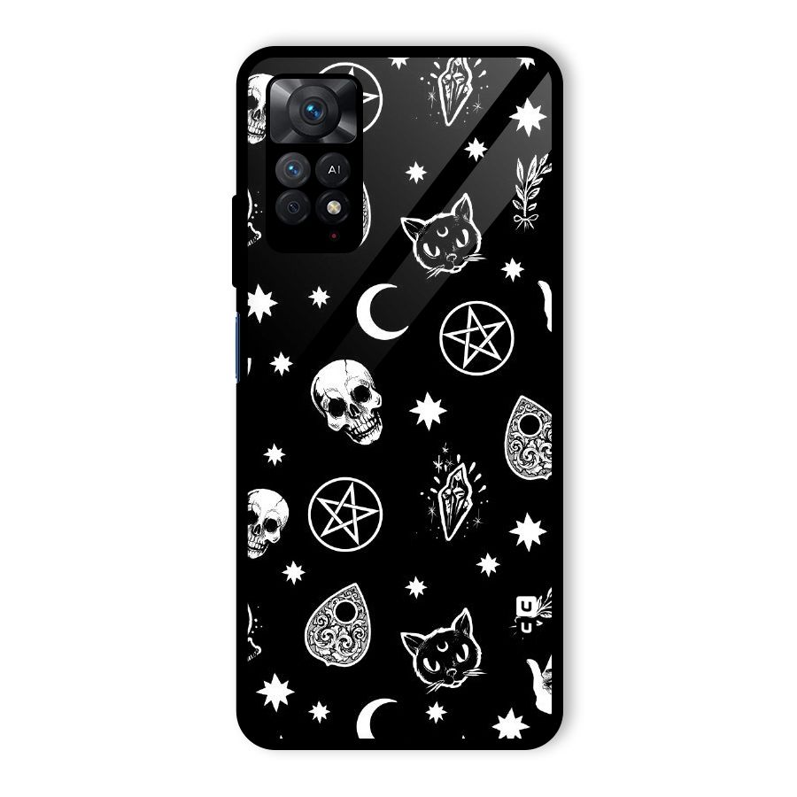 Skull Moon Design Glass Back Case for Redmi Note 11 Pro