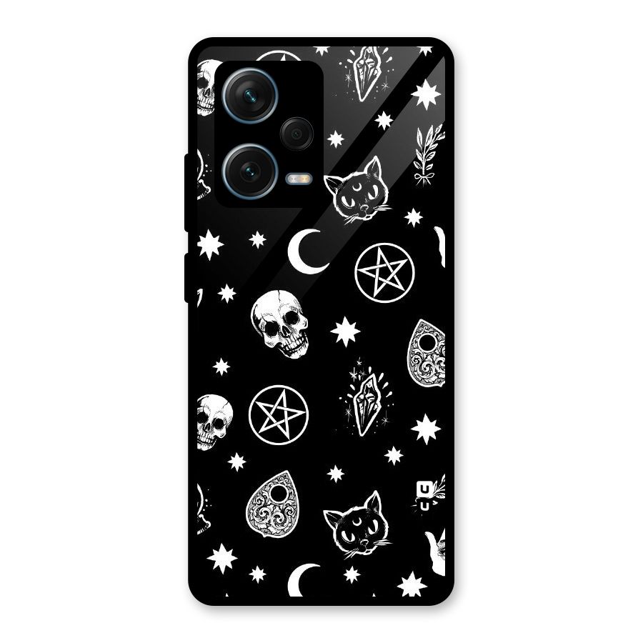 Skull Moon Design Glass Back Case for Redmi Note 12 Pro Plus 5G