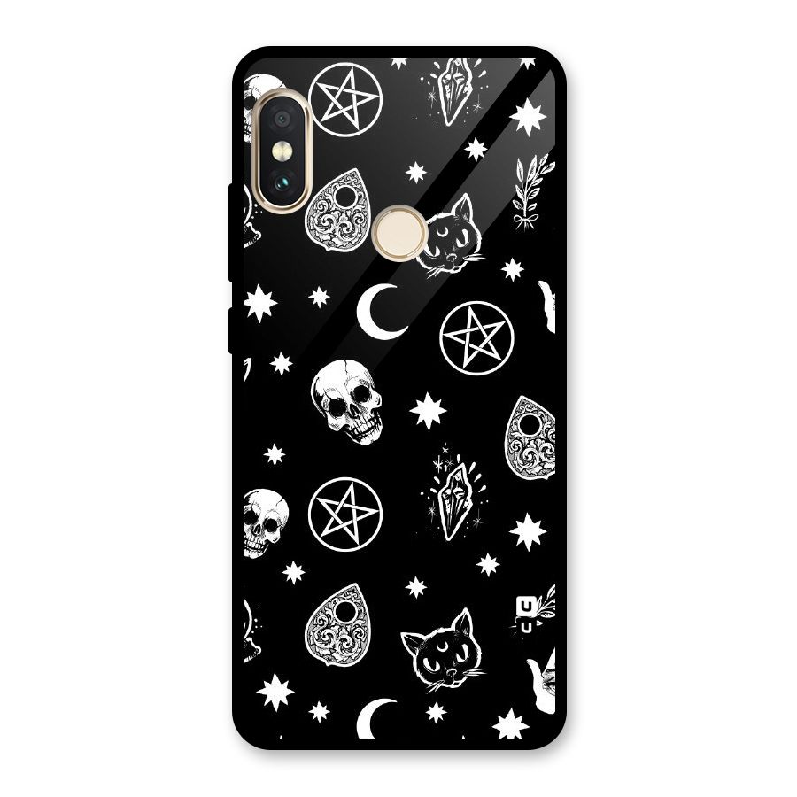Skull Moon Design Glass Back Case for Redmi Note 5 Pro