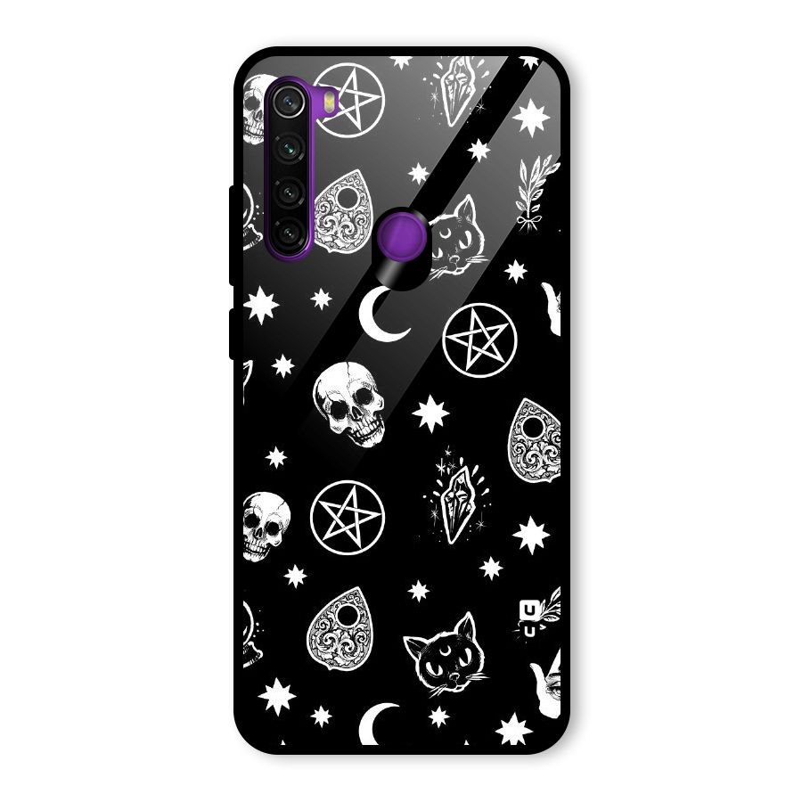 Skull Moon Design Glass Back Case for Redmi Note 8