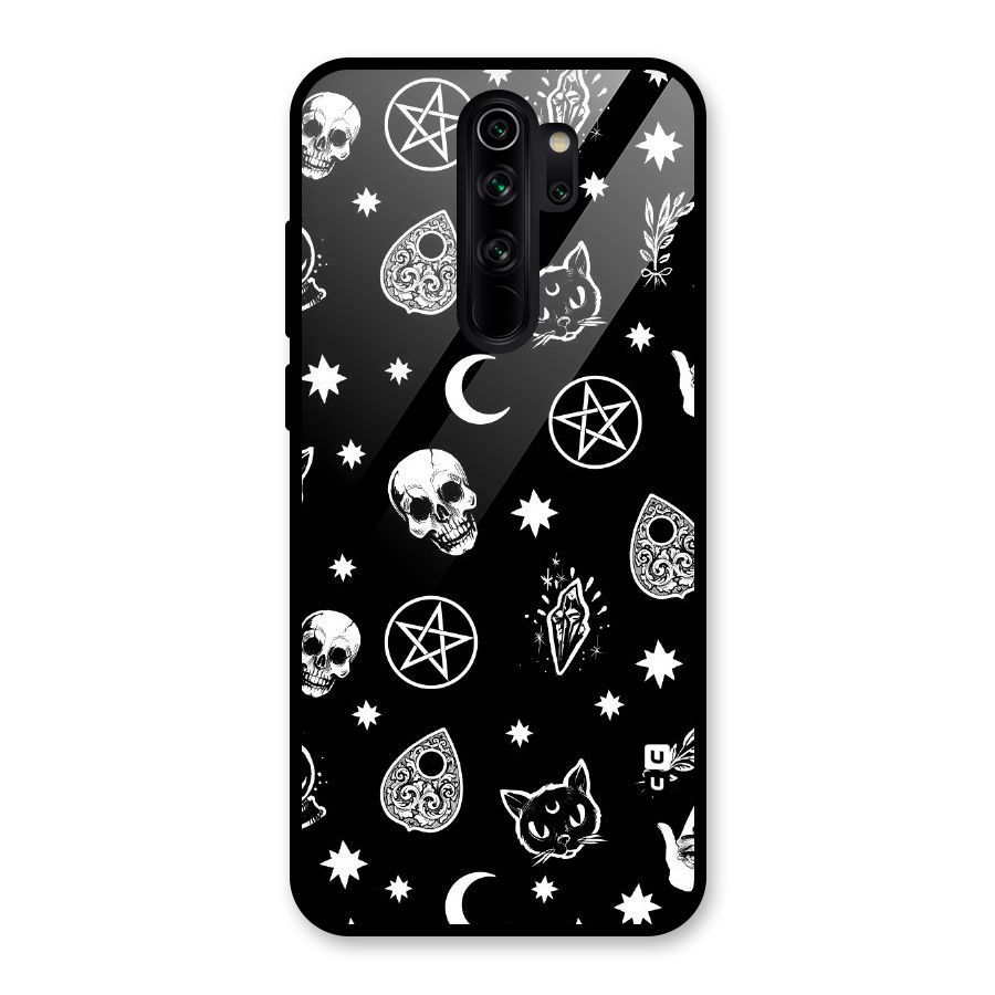 Skull Moon Design Glass Back Case for Redmi Note 8 Pro