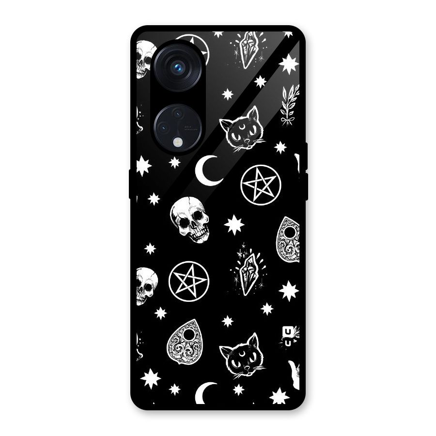 Skull Moon Design Glass Back Case for Reno8 T 5G