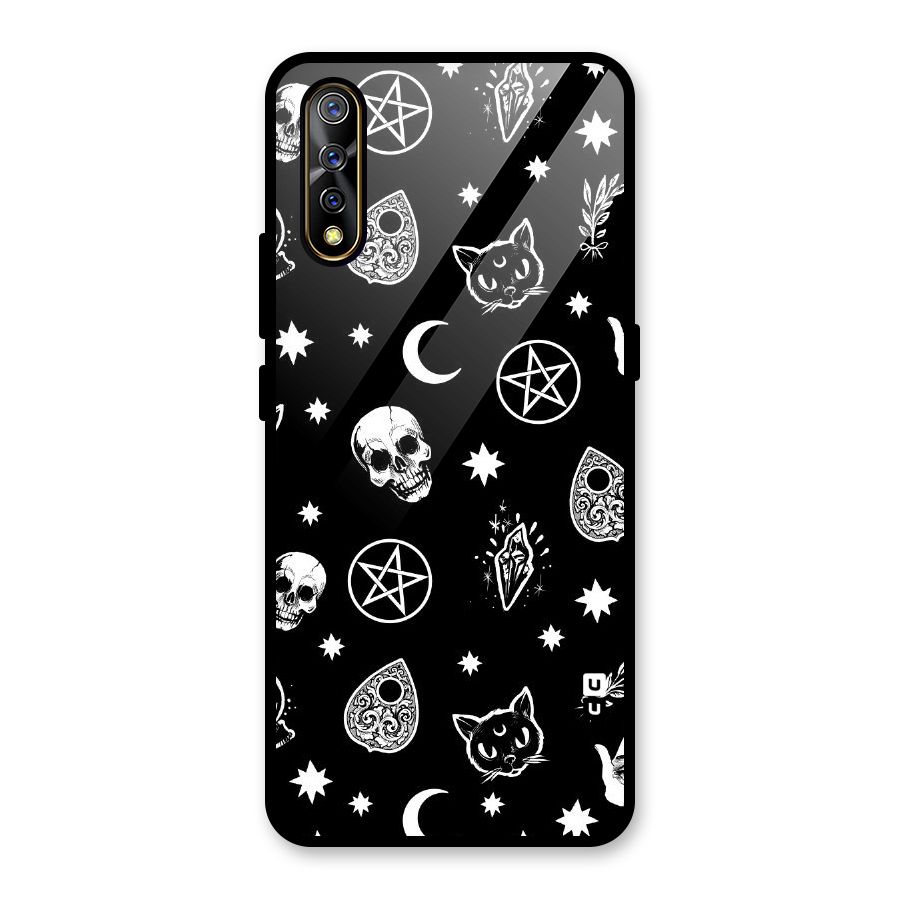 Skull Moon Design Glass Back Case for Vivo S1
